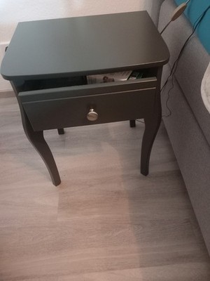 Nachttisch Holz schwarz modern 1 Schublade Drehknopf matt 45x40x60 cm