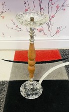 Vintage Retro Freestanding Floor Ashtray Wood Metal And Glass 1970s