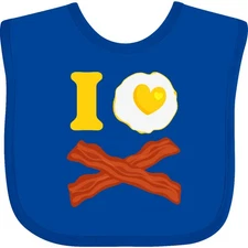 Inktastic I Love Bacon And Eggs Baby Bib Heart Fried Egg Clothing Infant