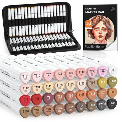 36 Colors Skin Tone&Hair Art Markers, Dual Tip Alcohol Based Marker Pen Set C...