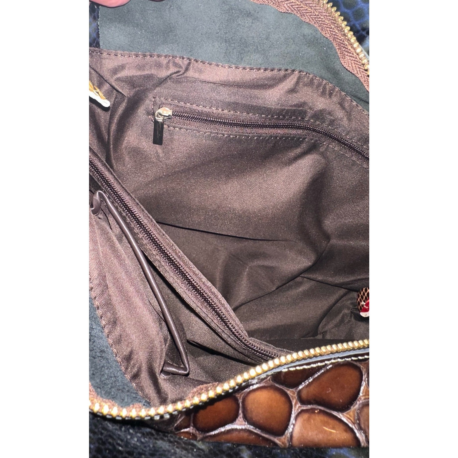 Vintage Leather Snake Blocks Patchwork Handbag Sa… - image 14