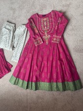 Rang Ja Pink Embroidered Salwar Kameez Cotton Outfit for Women Size M