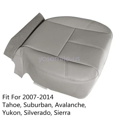 For 2007-2014 Chevy GMC Truck Pickup SUV Driver Bottom Leather Seat Cover Gray