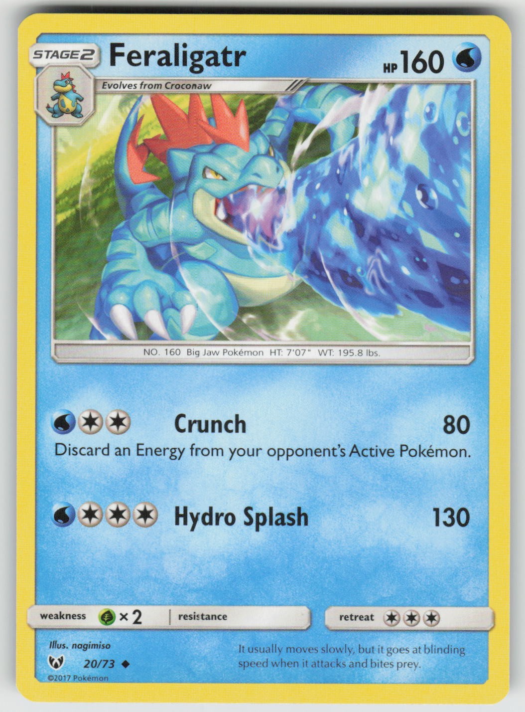 Feraligatr 20/73 Uncommon Shining Legends Pokemon Near Mint