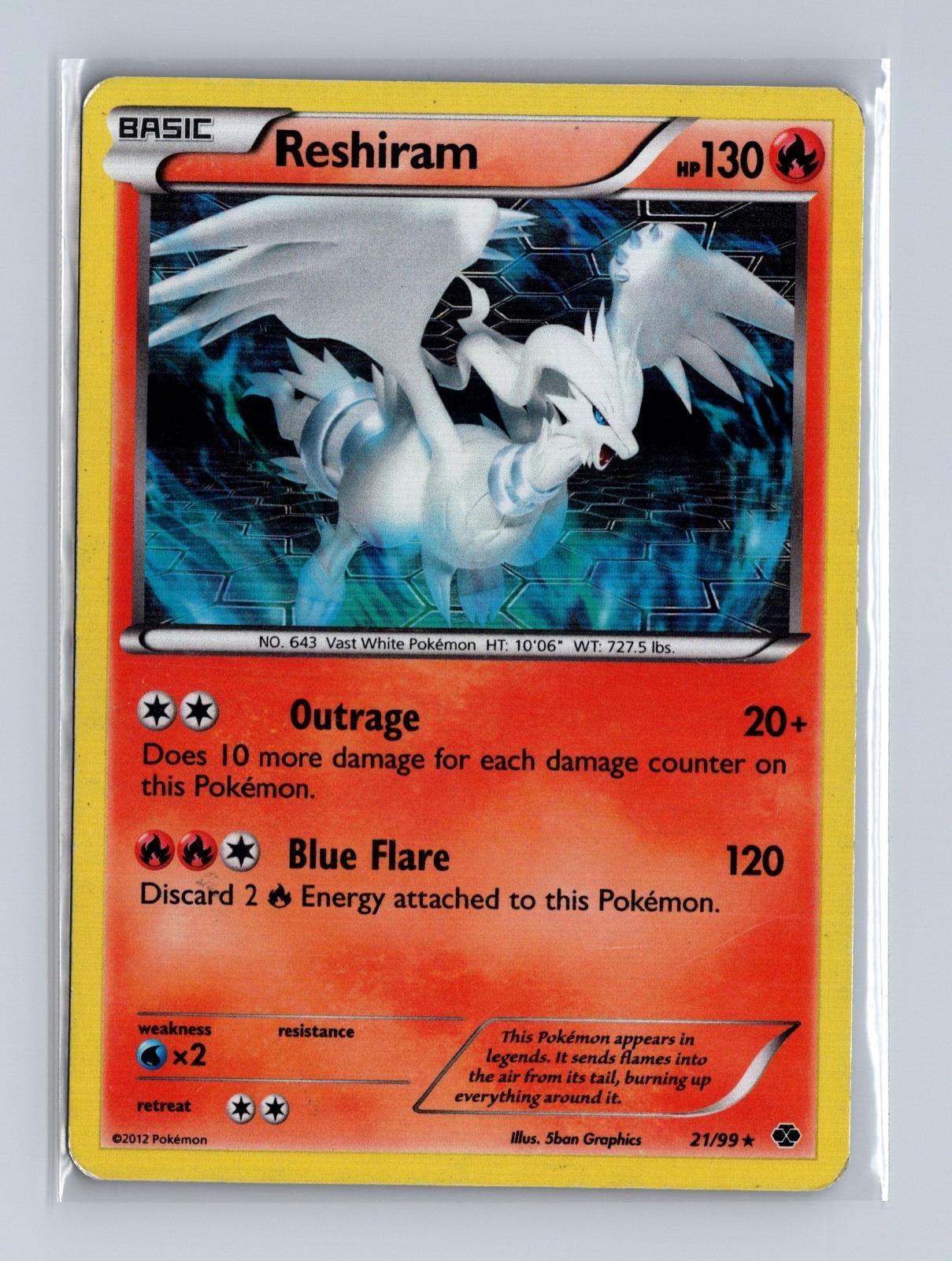 Reshiram 21/99 Rare Next Destinies Pokemon HP