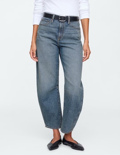 Gap Barrel Jeans Women’s 12 31 Short Blue High Rise Denim Baggy BOHO 34x24 - Picture 2 of 15