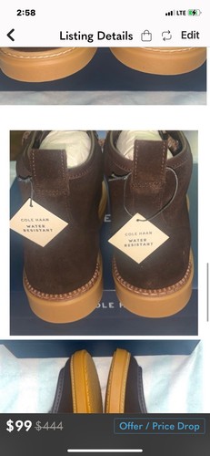 COLE HAAN Summit Chukka Booties Winter Boots Dark Chocolate-Brown Plaid NIB 7.5 - Picture 9 of 16