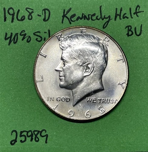 1968 D Kennedy Half Dollar 50c 40% Silver Gem BU US Coin See Pics