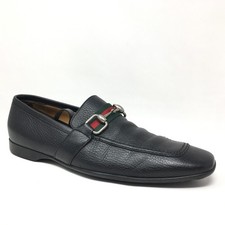 Gucci Web Horsebit Loafers Dress Shoes Mens Size 9 US 8.5 UK Black Leather