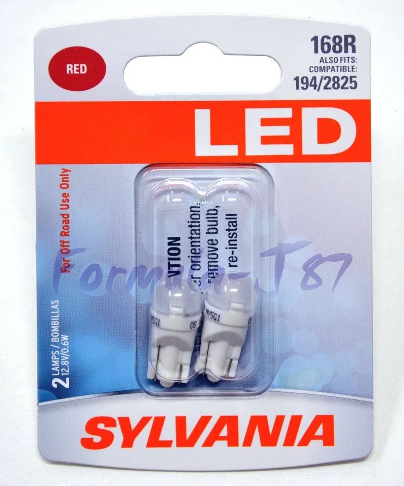 Sylvania Luz LED 168 T10 Rojo Dos Bombillas Marcador Lateral Trasero Estacionamiento Reemplazar OE Foto 2 de 4