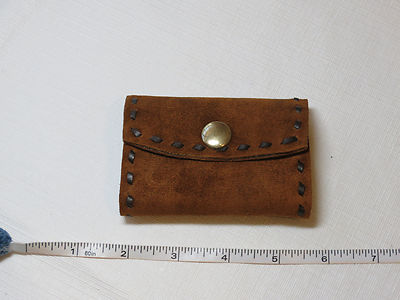 Handmade leather key holder dark brown w/ black stitching 3.5'' X 2.5'' 