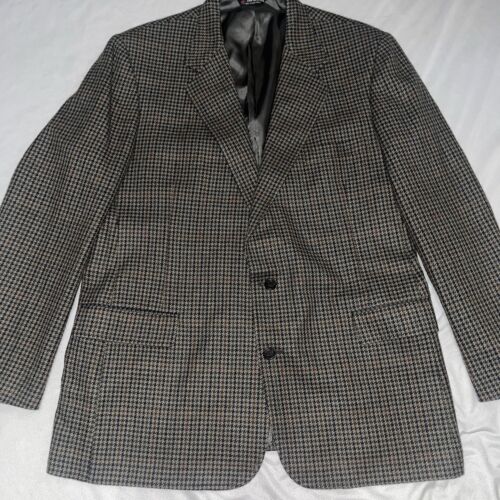 Men’s Patrick James 100% Wool Blazer Jacket Multicolor Houndstooth Size 44 L - Picture 2 of 14