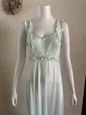 1960s Vanity Fair Nylon Tricot Lace Slip Dress Maxi Nightgown Vintage Lingerie