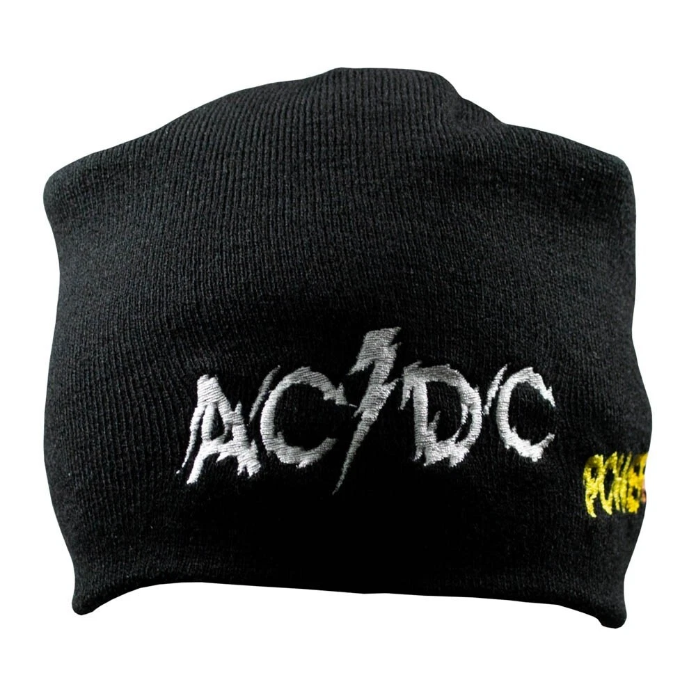 knitted men's black beanie hat with embroidery logo rock metal band AC/DC Power