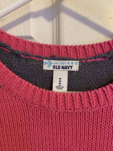 Girls Old Navy Striped Sequin Gray & Pink Sweater Top sz 8 M - Picture 3 of 7