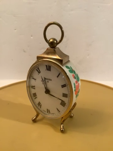 Vintage Swiss SWIZA 8 Neuchatel Mechanical Hand Painted Alarm
