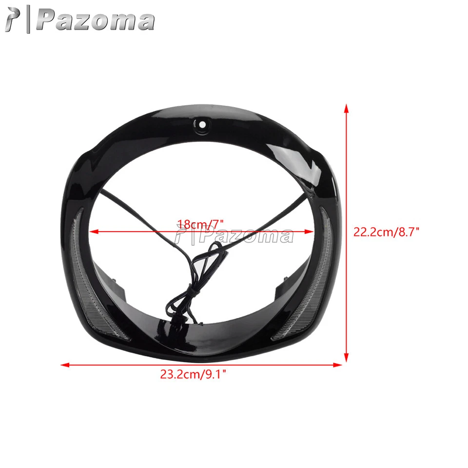 Anillo de ajuste de faros cromado con luces LED para Harley Electra Street Glide 2014-22 Foto 3 de 4