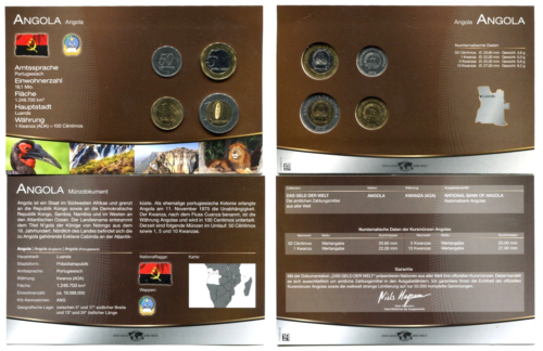 KMS Kursmünzensatz "Das Geld der Welt - Angola"   4 Münzen im Folder - Zdjęcie 1 z 1
