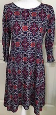 NWT New Directions size S navy pink orange 3/4 sleeve fit and flare dress