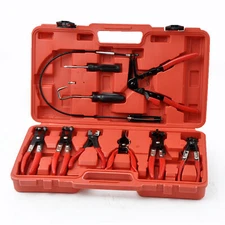Pro 9PC Hose Clamp Clip Plier Set Swivel Jaw Flat Angled Band Automotive Tools