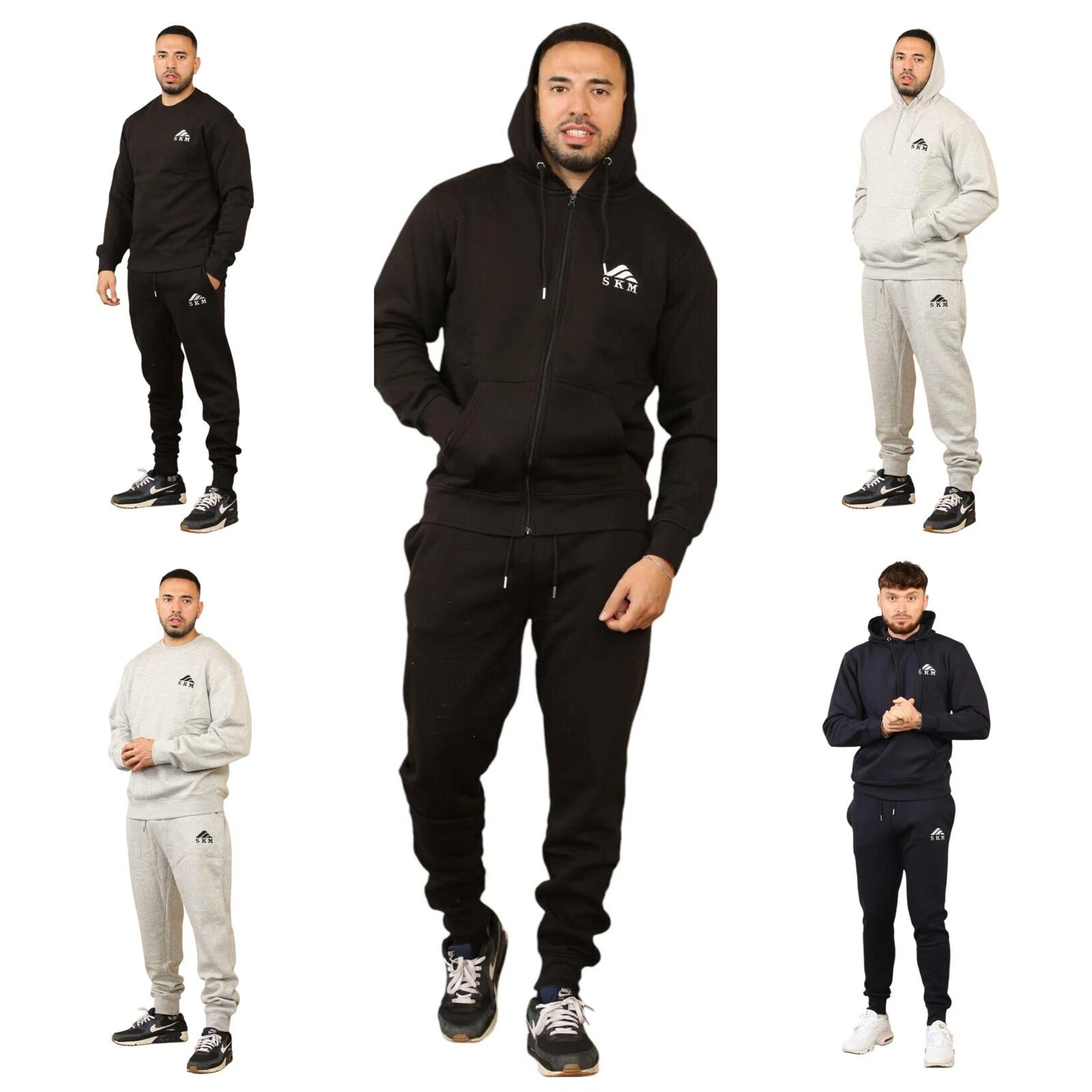 SKM Mens Full Tracksuit Set Pullover Hoodie Hooded Sweatshirt Joggers Bottoms