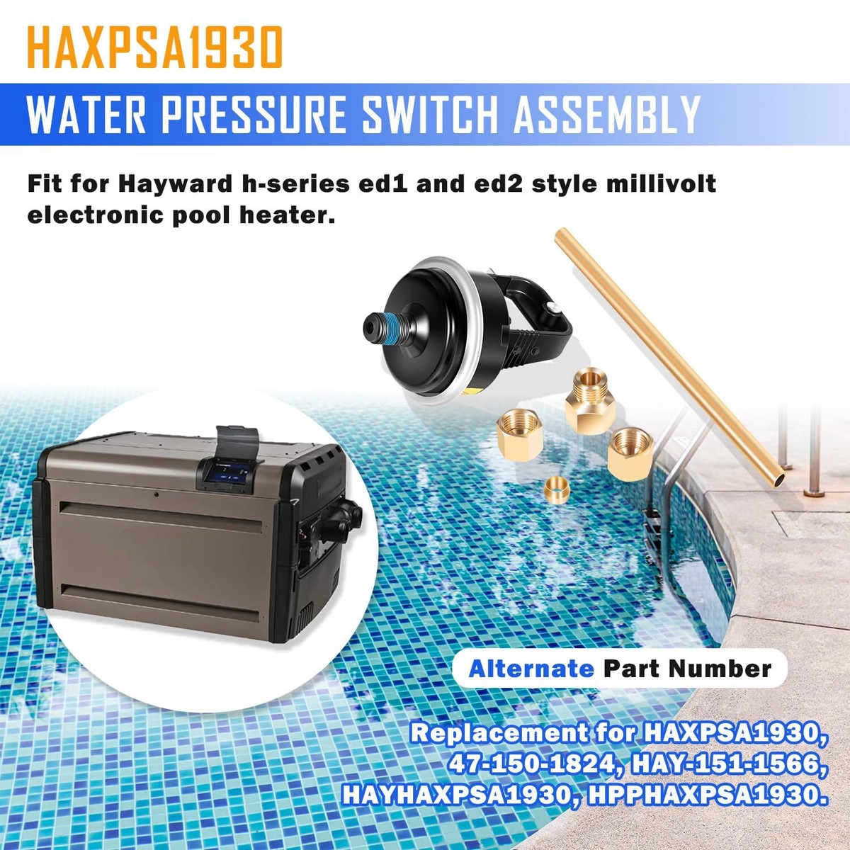 for Hayward HAXPSA1930 H Series Pool Heater Water Pressure Switch