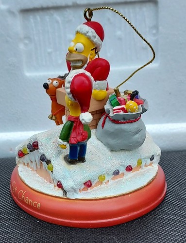 Simpsons Bradford Christmas Ornament Illuminated Homer Marge w/Certification Set - Picture 6 of 22
