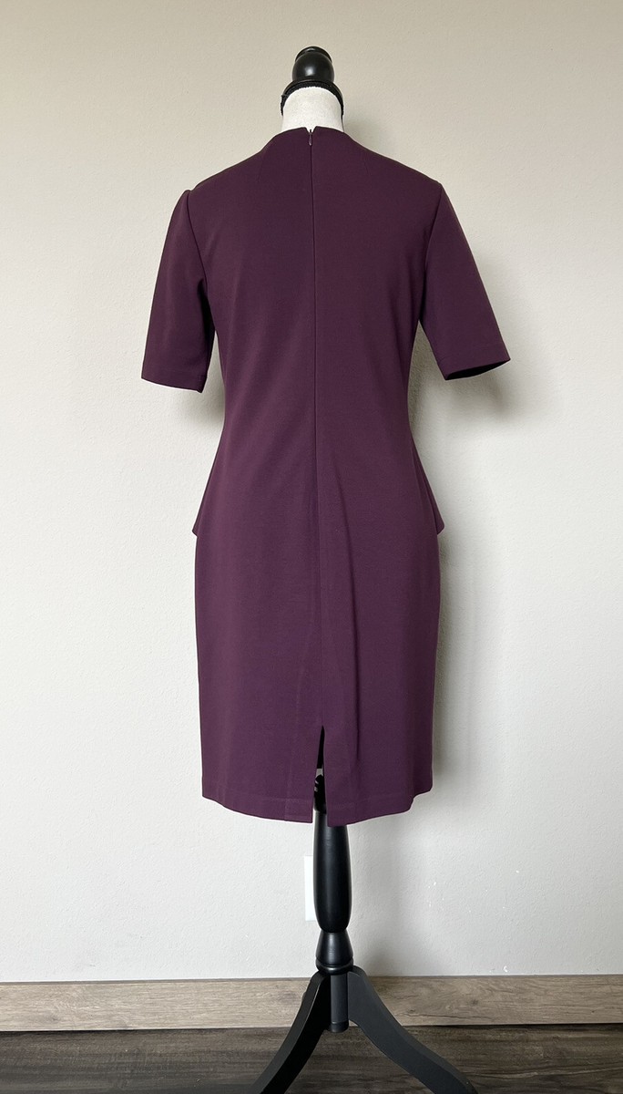 lafayette 148 peplum dress Lafayette 148 Maroon Peplum Layered Look Wool Blend Retro Dress Women's Size 10
