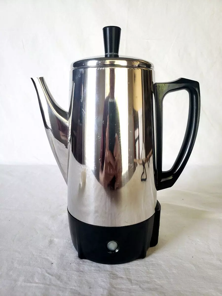 Vintage MINI Presto 6 Cup CHROME Electric Percolator Coffee Pot