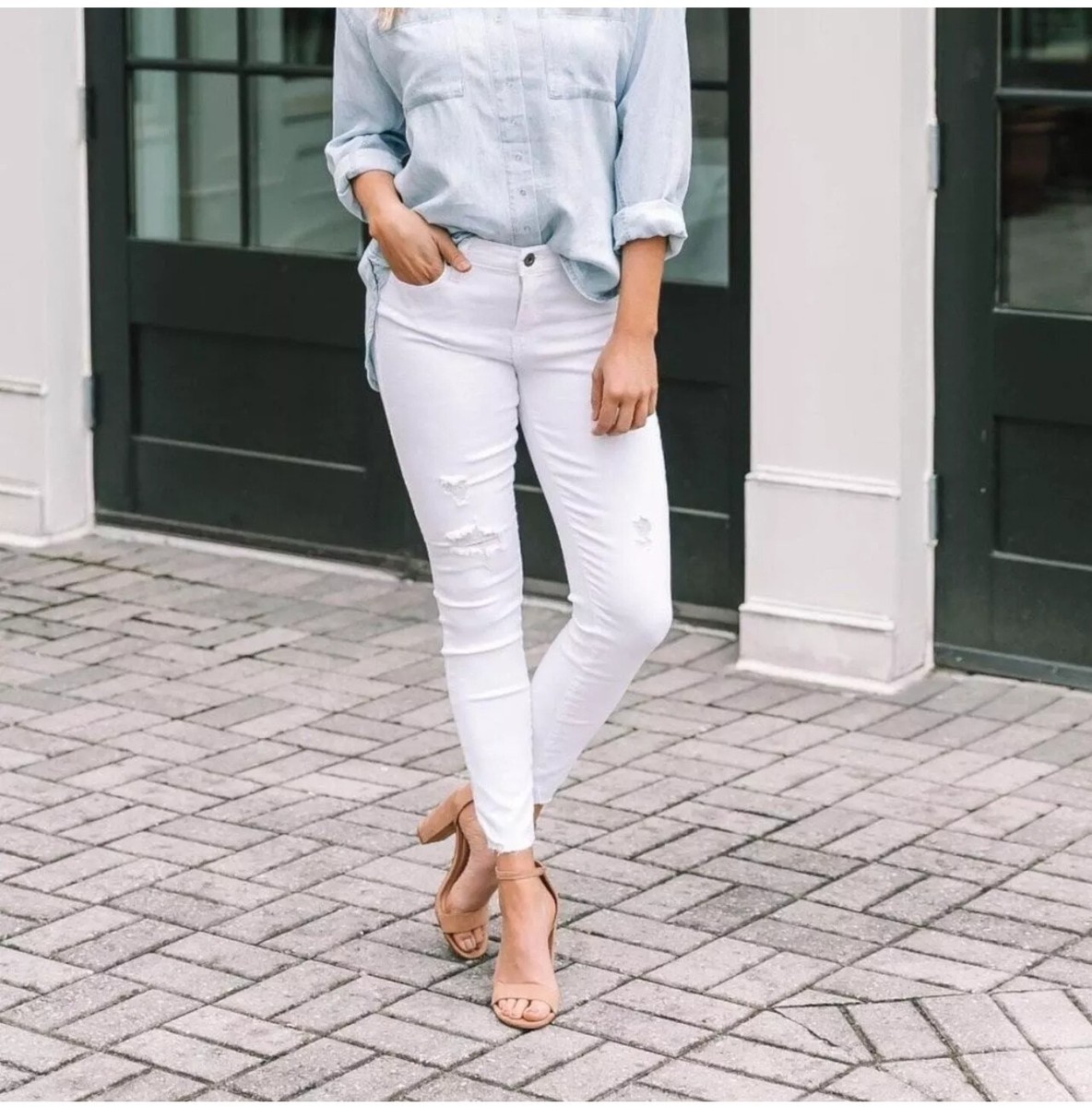 Pistola Womens White distressed high rise skinny jeans size 28