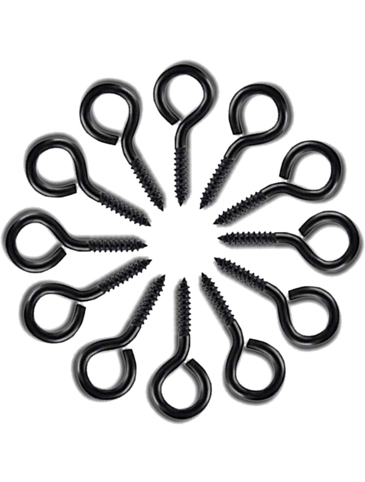 4 Pack Of Screw Eye (60 Pieces) Black Zinc Plated Metal Eye Bolt Eye Pin 1 Inch