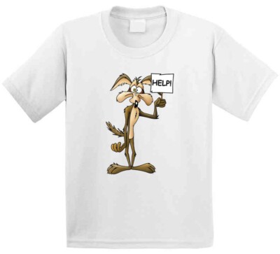 Wile E Coyote Cartoon Help Sign Tv Show Fan T Shirt | eBay