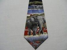LOST KINGDOM - Elephant Themed - 4" Wide - Made in USA Vintage Neck Tie!