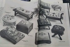 February 1965 Footstool With Embroidery Patterns Uncut, WOMAN'S DAY MAGAZINE