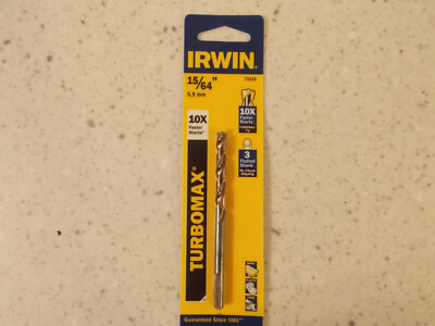 Irwin 73315 Turbomax 15/64'' x 3-7/8 High Speed Steel Drill Bit 