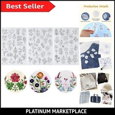 74 Pcs Stick and Stitch Embroidery Paper Adhesive Embroidery Transfer Paper W...