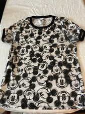 Disney Mickey Mouse Face Ringer Ladies Tee Shirt Short Sleeve