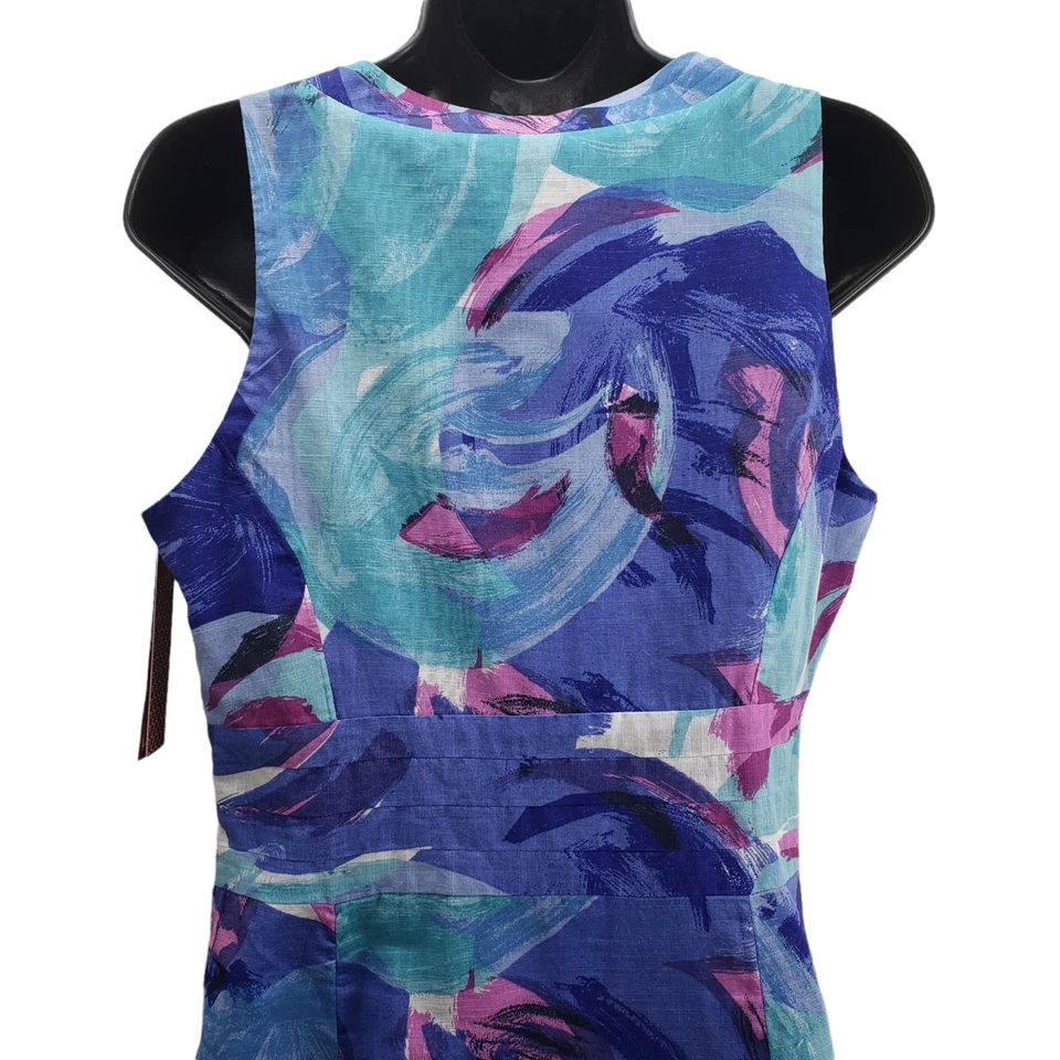 Vestido para mujer Merona talla 8 multicolor halter top vestido forrado de algodón nuevo con etiquetas Foto 4 de 4