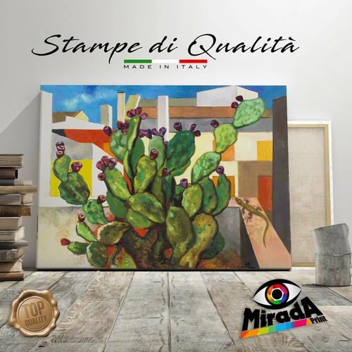Reproduction Tableau "Giocatori Di Carte" De Guttuso Sur Toile - Impression Fine Art, Fabrication Italienne