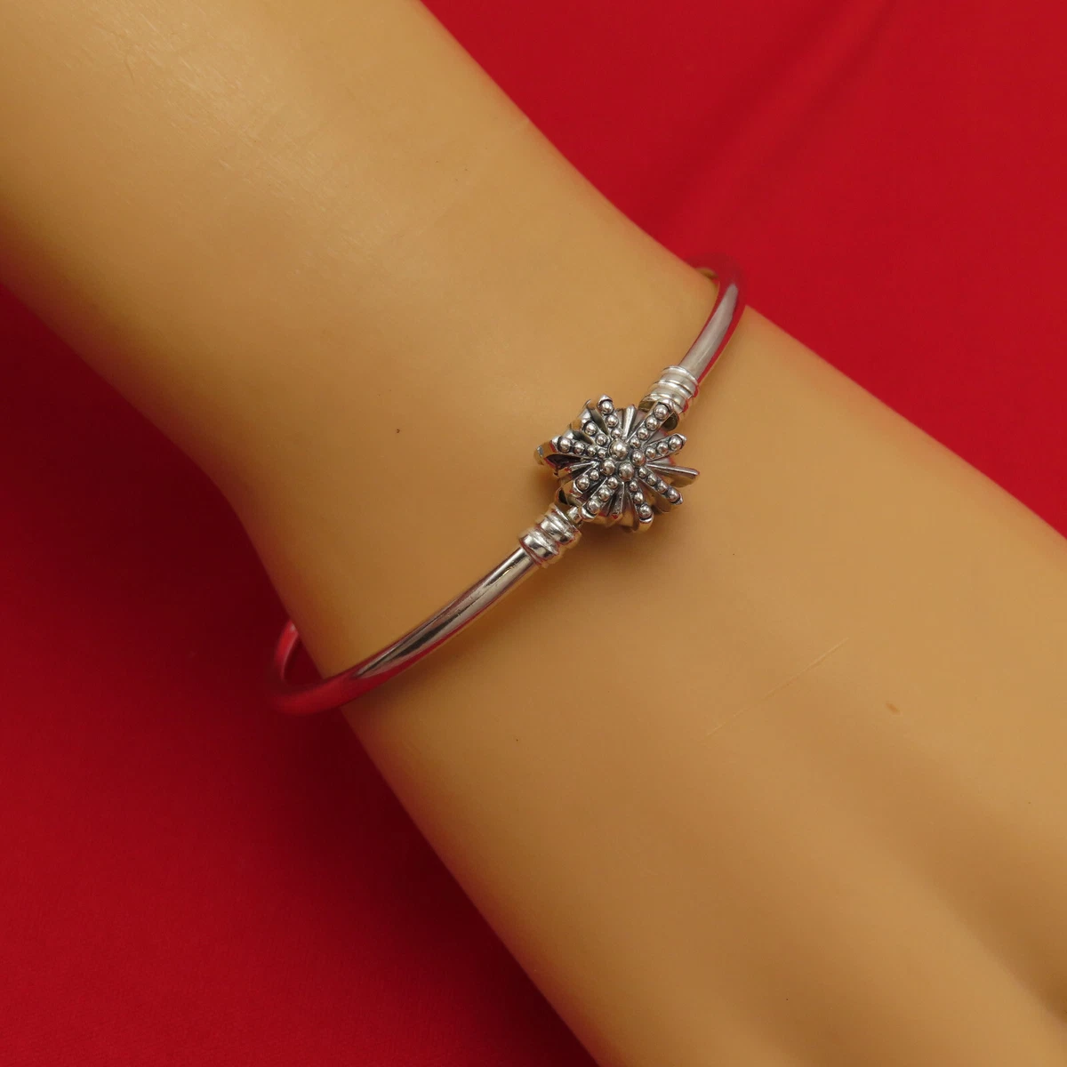 Pandora Bracelet Ale Sterling Silver Bangle Diamond Charm Best Come Small 742b