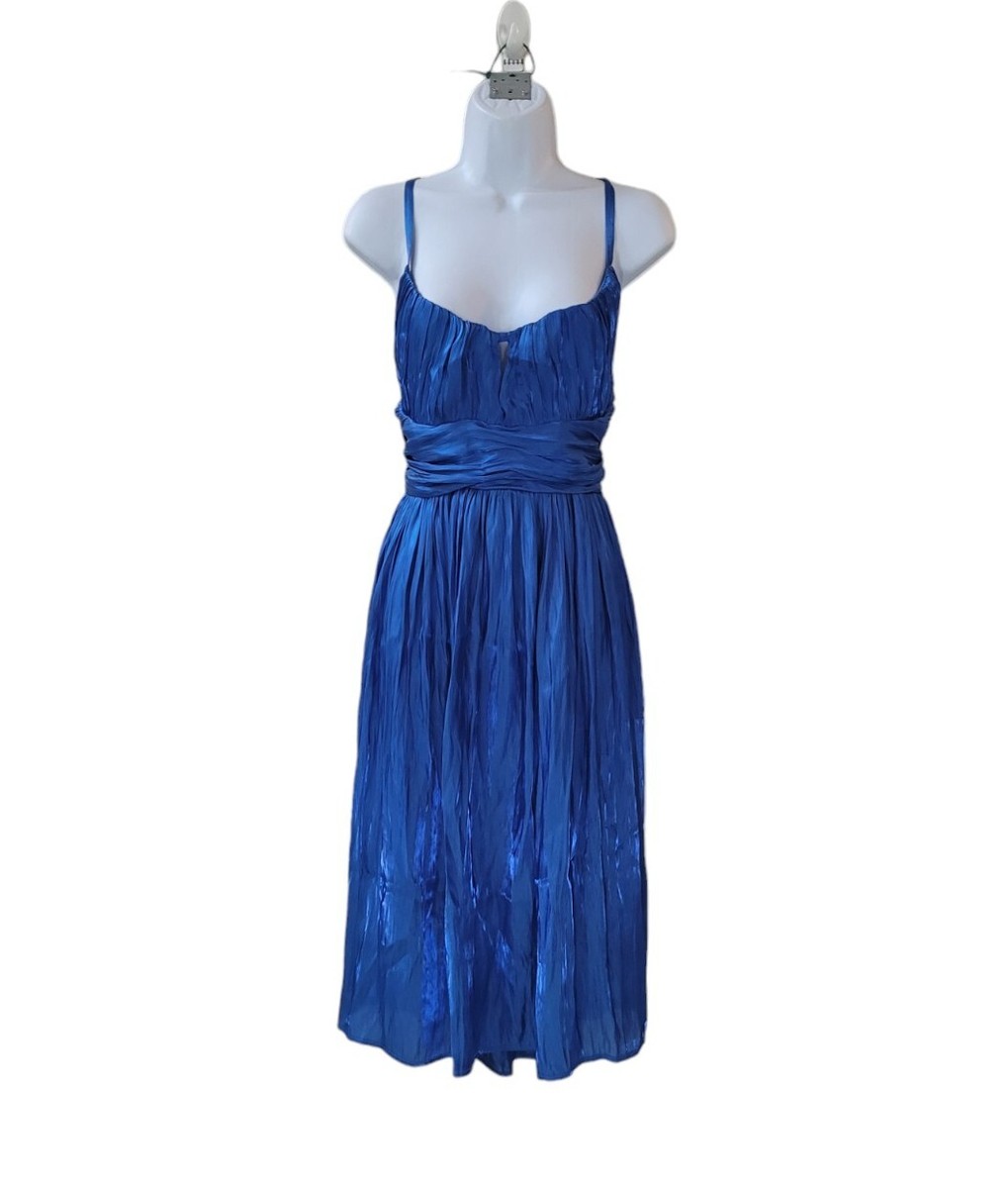 New LULU'S L Cobalt Blue Satin Irresistible Glow Pleated Lace Up Dress  Women | eBay