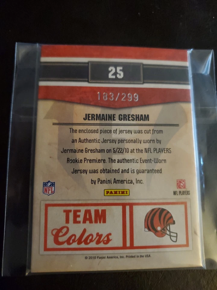 2010 Panini Classics Team Colors Materials /299 Jermaine Gresham #25 Rookie RC - Image 2 of 4