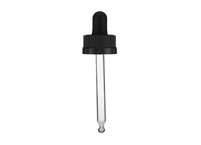 12-Pack 20-400 Child-resistant Black PP Plastic 2.95 in Ribbed Dropper Caps