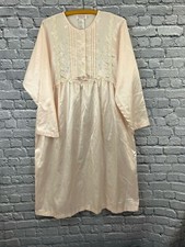 Ashley Taylor size L Pink Satin Nightgown Lace Embroidered Bodice Grannycore