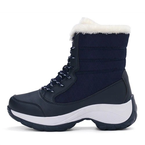 Stivaletti alti da donna stivali stivaletti con lacci scarpe invernali scarpe foderate - Foto 8 di 30
