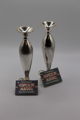 Vintage Mayell EP on Zinc Bud Vases Made In England Set of 2 with Tags