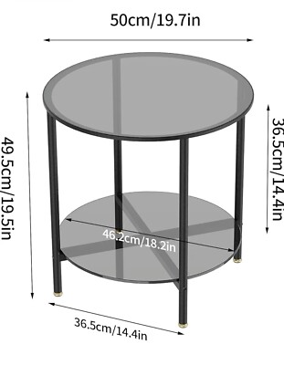 ARTLOGE 2 ETAGEN AKZENTTISCHE KLEIN GLAS RUND BEISTELLTISCH KREIS DURCHMESSER 40cm 