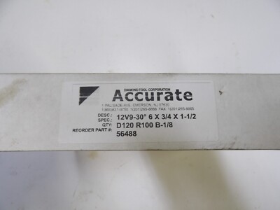 *NEW* Accurate Diamond Tool Corp 12V9-30 6 x 3/4 x 1-1/2 D120 R100 B-1/8 FREE SH
