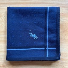 VINTAGE HANDKERCHIEF BLUE POLKA DOT PLAIN MEN'S POCKET SQUARE COTTON 19" A1162