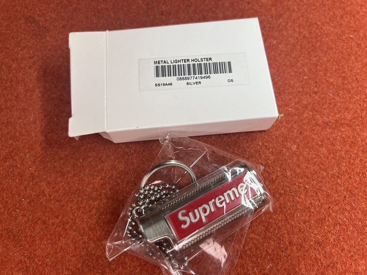 Supreme Metal Lighter Holder Holster Box Logo Brand New Silver Red